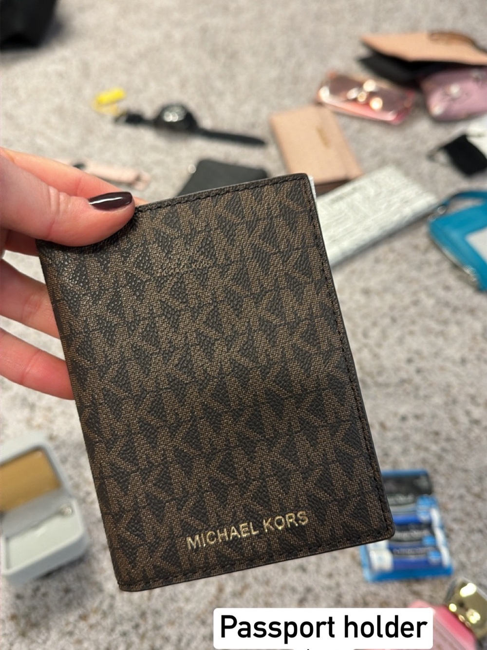 Michael Kors Brown Monogram Passport Card Holder